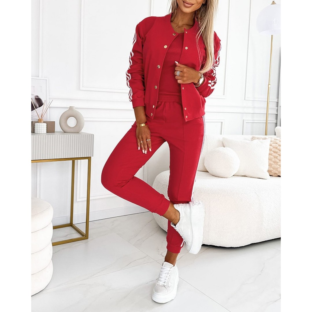 Kadın Askılı Kısa Iki Iplik Krop Bluz Uzun Kollu önden çıtçıtlı şerit Detaylı Ceket Ve Pantolon üçlü Takım 140068 Kadın Askılı Kısa Iki Iplik Krop Bluz Uzun Kollu önden çıtçıtlı şerit Detaylı Ceket Ve Pantolon üçlü Takım 140068