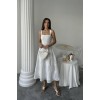 Beyaz Arkası Korse Detaylı Uzun Elbise - 162283 Beyaz Arkası Korse Detaylı Uzun Elbise - 162283