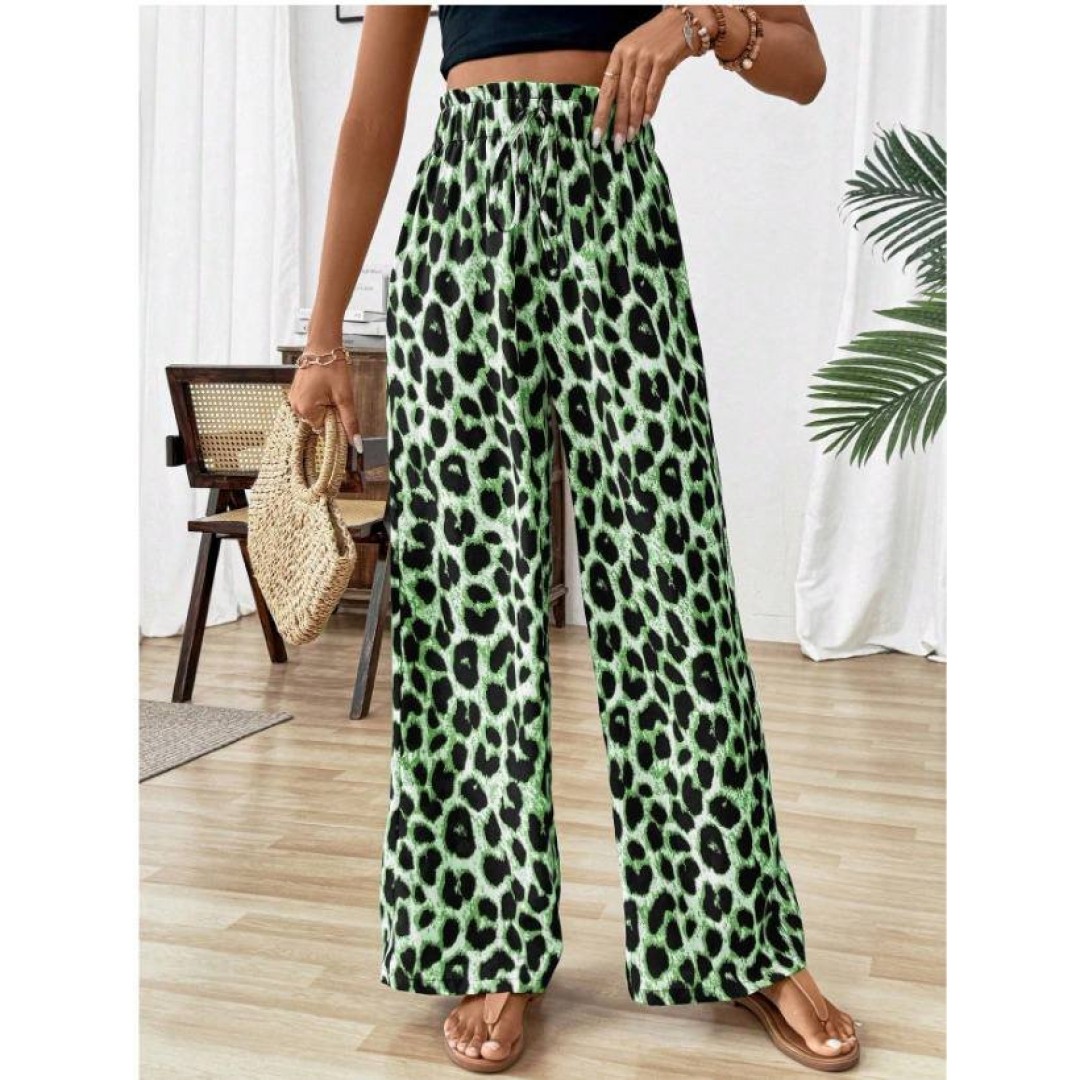 Kadın Süprem Kumaş Beli Lastikli Leopar Desen Pantolon 161421 Kadın Süprem Kumaş Beli Lastikli Leopar Desen Pantolon 161421