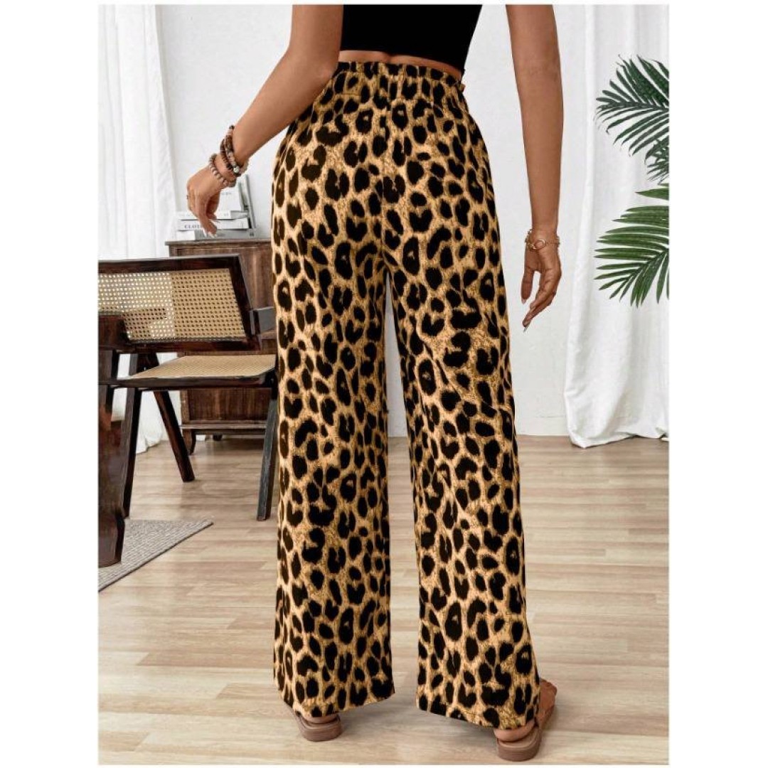Kadın Süprem Kumaş Beli Lastikli Leopar Desen Pantolon 161420 Kadın Süprem Kumaş Beli Lastikli Leopar Desen Pantolon 161420