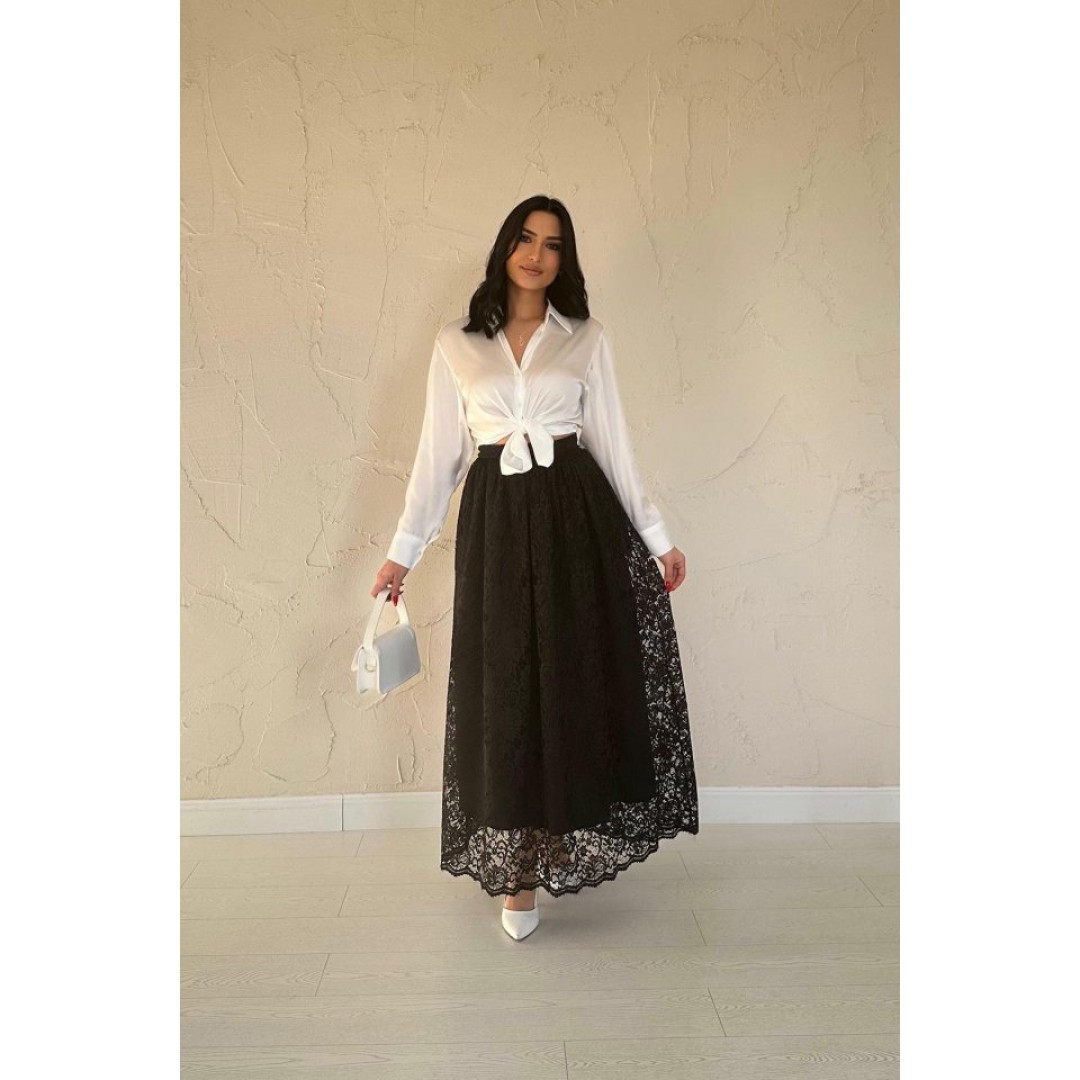 Siyah Dantelli Uzun Etek 154455 Siyah Dantelli Uzun Etek 154455