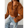 SÜET CROP CEKET KOL 3 KEMER DETAYLI - Taba 153443 SÜET CROP CEKET KOL 3 KEMER DETAYLI - Taba 153443