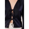 Önden Bağlama Detaylı Saten Lacivert Bluz 147440 Önden Bağlama Detaylı Saten Lacivert Bluz 147440