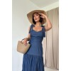 Mavi Tencel Bağlamalı Askılı Elbise - 153502 Mavi Tencel Bağlamalı Askılı Elbise - 153502