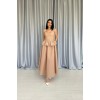 Camel Beli Büzgülü İnci Askılı Uzun Elbise - 154614 Camel Beli Büzgülü İnci Askılı Uzun Elbise - 154614