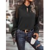 Kadın Uzun Kollu Anahtar Deliği Yaka Reglan Kol Dantel Detaylı Ithal Krep Bluz - 142444 Kadın Uzun Kollu Anahtar Deliği Yaka Reglan Kol Dantel Detaylı Ithal Krep Bluz - 142444
