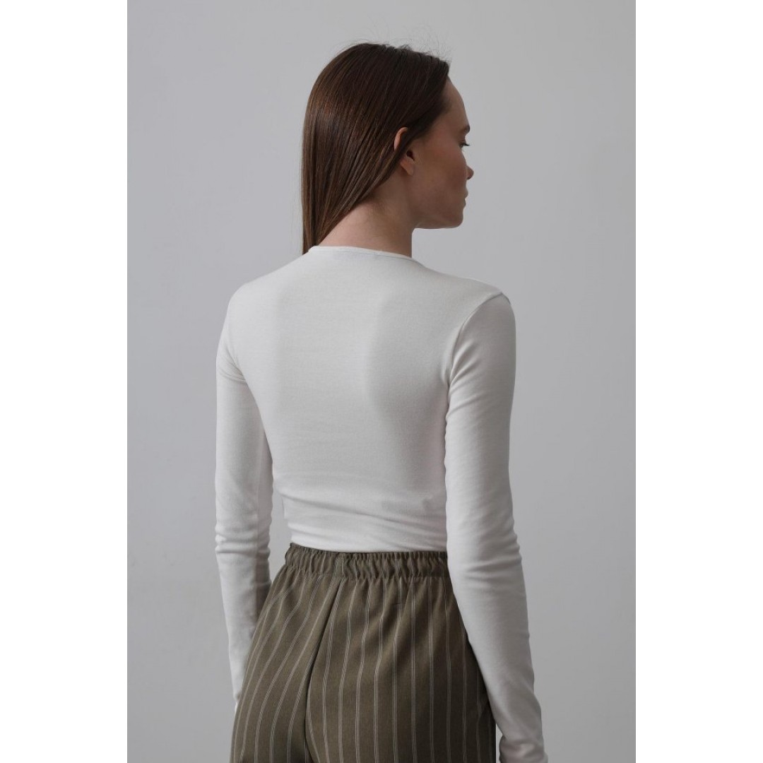 Uzun Kol Crop Top - Ekru 154053 Uzun Kol Crop Top - Ekru 154053