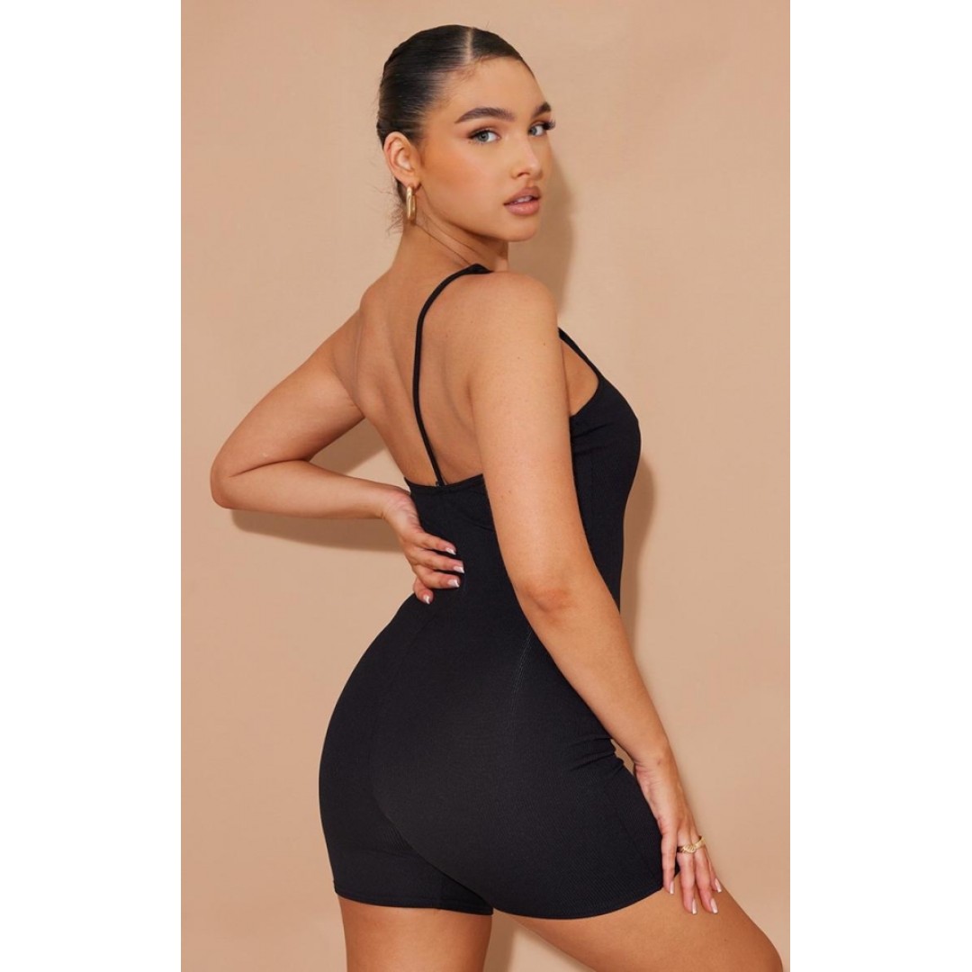 Kadın Asimetrik Askılı Mini Kaşkorse Bodycon Tulum 112903