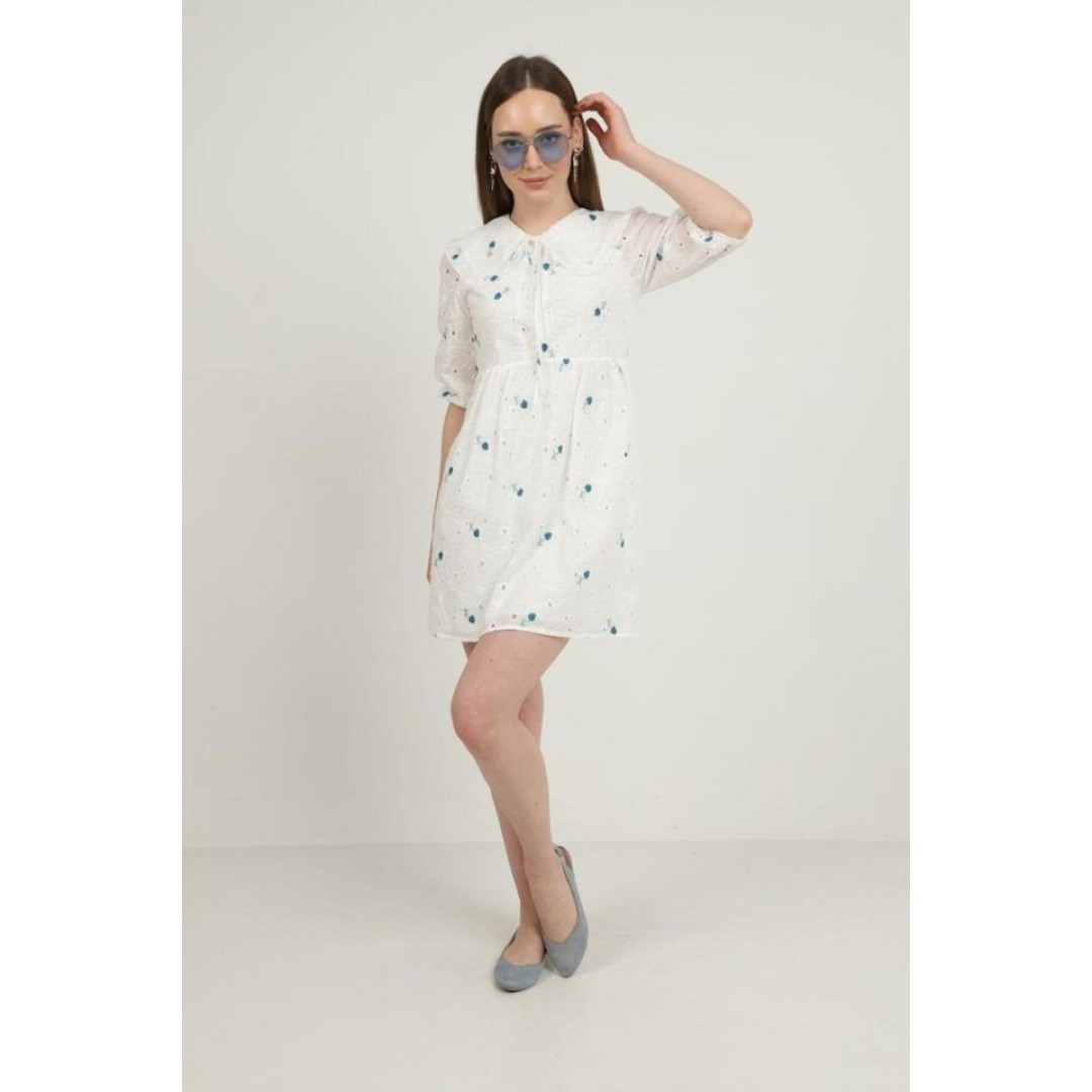 İndigo Bebe Yakalı Brode Elbise - 149401 İndigo Bebe Yakalı Brode Elbise - 149401