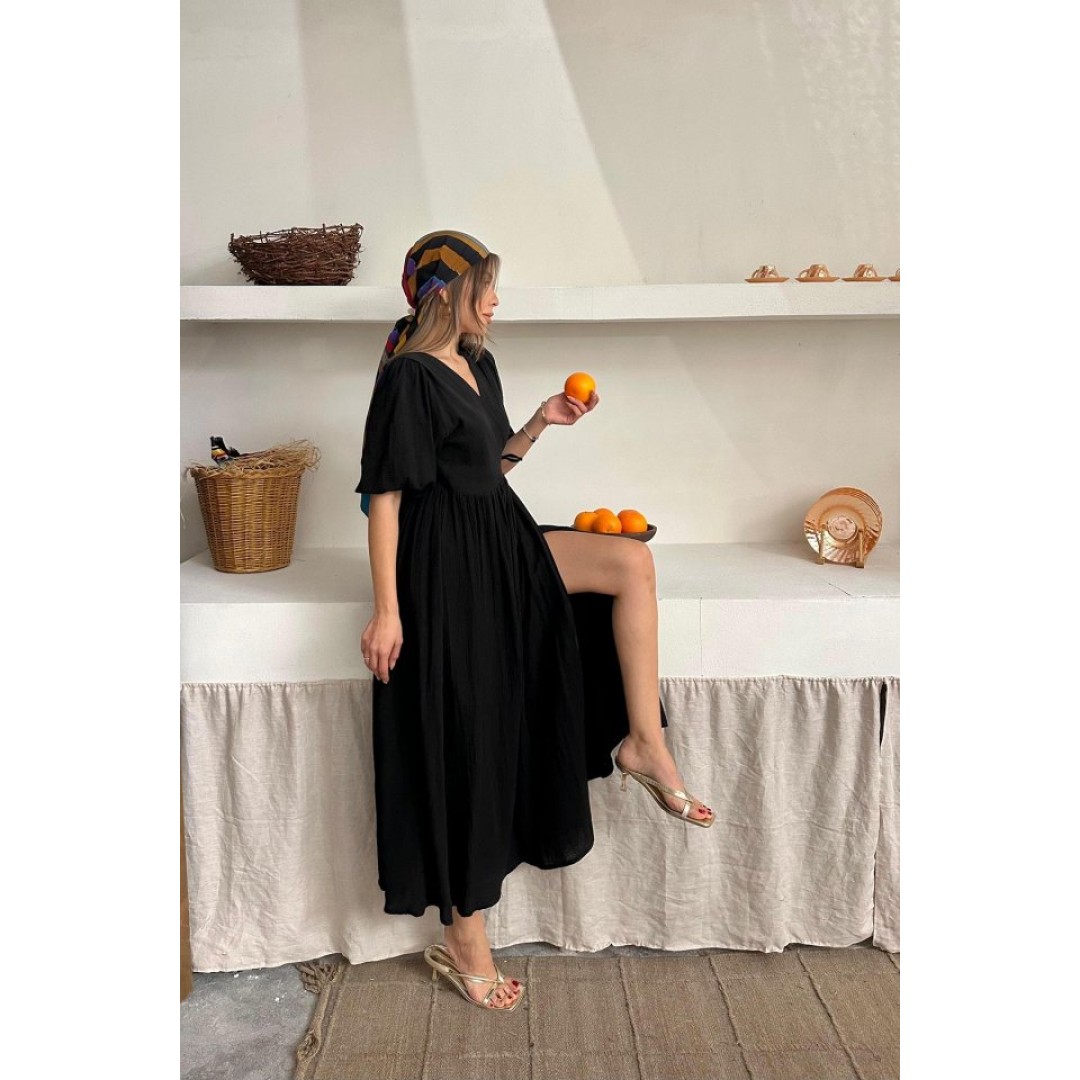 Siyah Müslin Uzun Elbise 158260 Siyah Müslin Uzun Elbise 158260