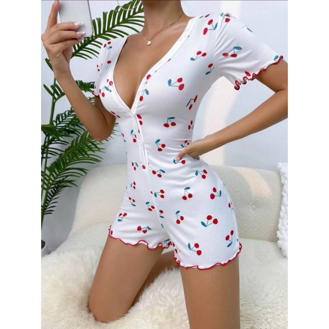 Kadın Göğüs Dekolteli Pinterest Kiraz Desen Full Likralı şort Tulum 151500 Kadın Göğüs Dekolteli Pinterest Kiraz Desen Full Likralı şort Tulum 151500