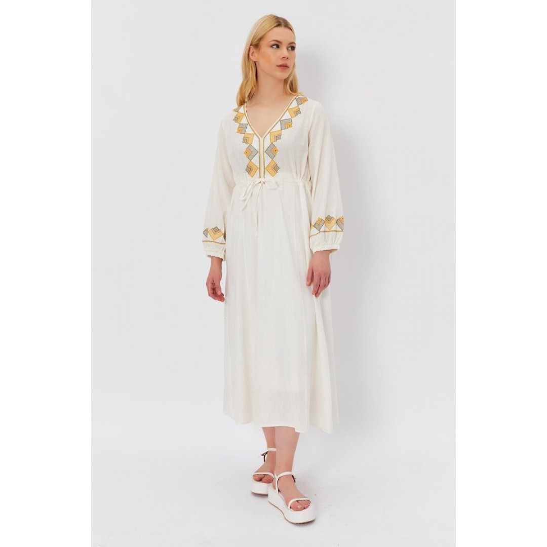 Etnik Desen Elbise - Beyaz 151332 Etnik Desen Elbise - Beyaz 151332