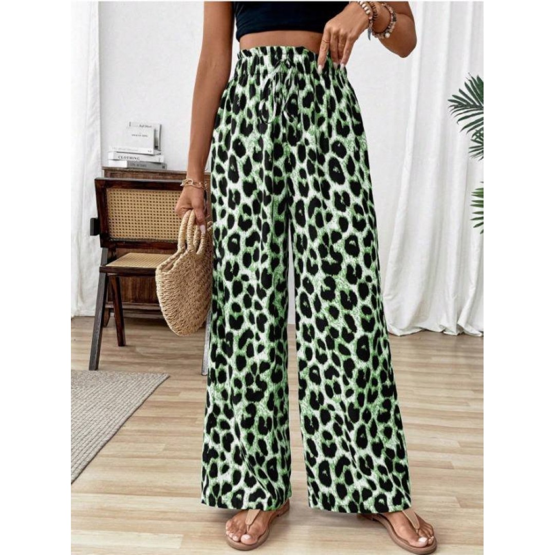 Kadın Süprem Kumaş Beli Lastikli Leopar Desen Pantolon 161421 Kadın Süprem Kumaş Beli Lastikli Leopar Desen Pantolon 161421