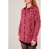 Eskitme Görünümlü Denim Bordo Gömlek - 147514 Eskitme Görünümlü Denim Bordo Gömlek - 147514