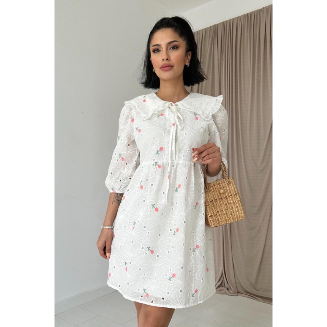 Pembe Bebe Yakalı Brode Elbise - 149403 Pembe Bebe Yakalı Brode Elbise - 149403