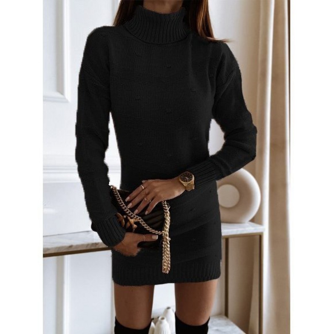 Kadın Uzun Kollu Balıkçı Yaka Triko Mini Boy Elbise - 133549 Kadın Uzun Kollu Balıkçı Yaka Triko Mini Boy Elbise - 133549