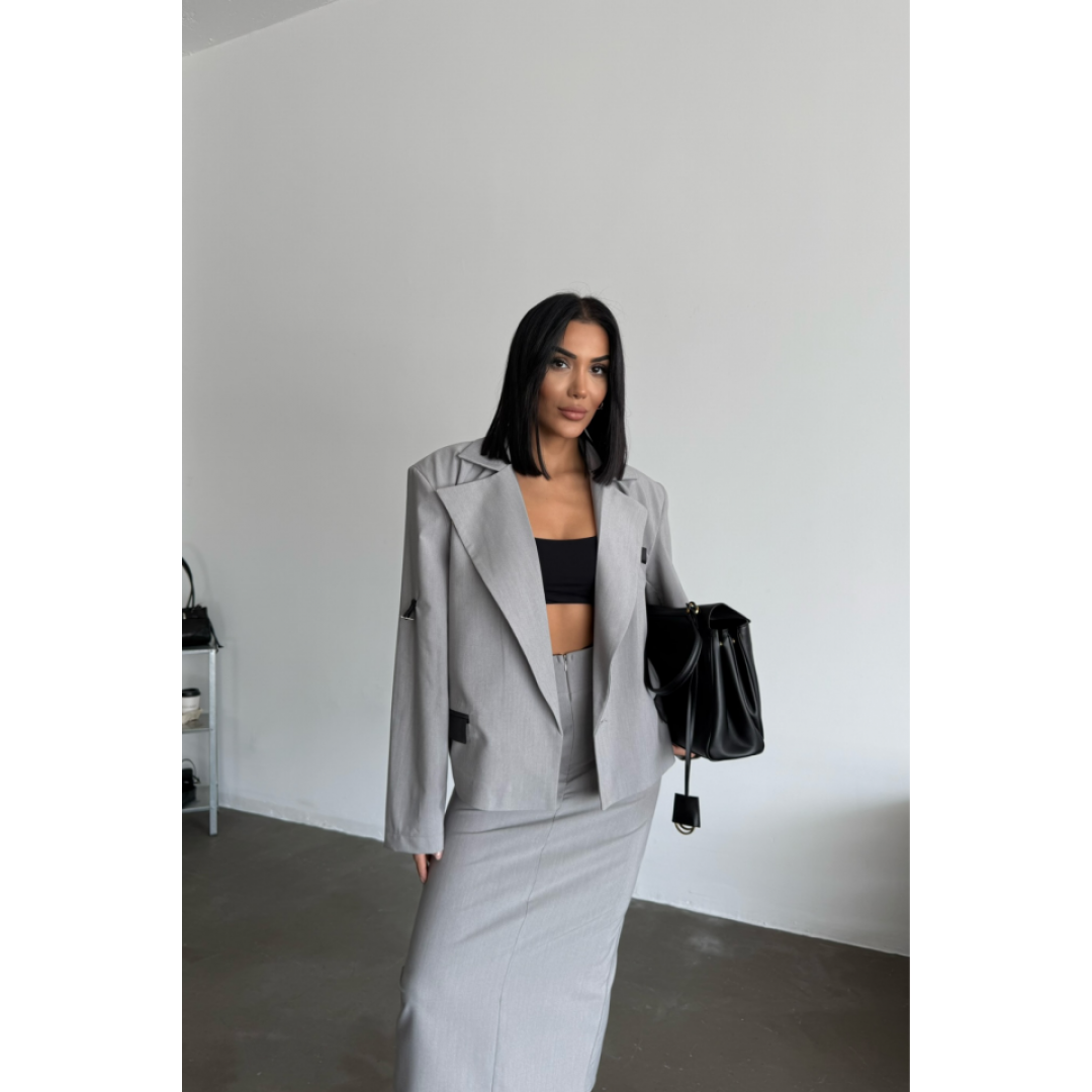 CROP CEKET - ETEK TAKIM - Gri 153973 CROP CEKET - ETEK TAKIM - Gri 153973