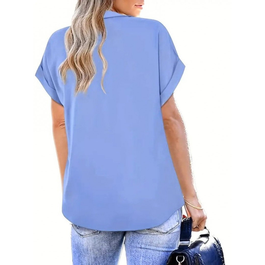 Kadın Kısa Kollu Yakalı Uzun Sandy Bluz - 158895 Kadın Kısa Kollu Yakalı Uzun Sandy Bluz - 158895