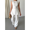 JAKAR KETEN KOLSUZ BLUZ-PANTOLON TK - Beyaz 154164 JAKAR KETEN KOLSUZ BLUZ-PANTOLON TK - Beyaz 154164