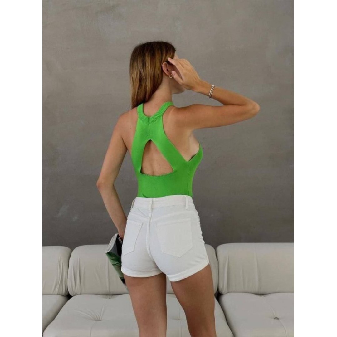 Kadın Sırt Dekolteli Triko Bluz - 153354 Kadın Sırt Dekolteli Triko Bluz - 153354