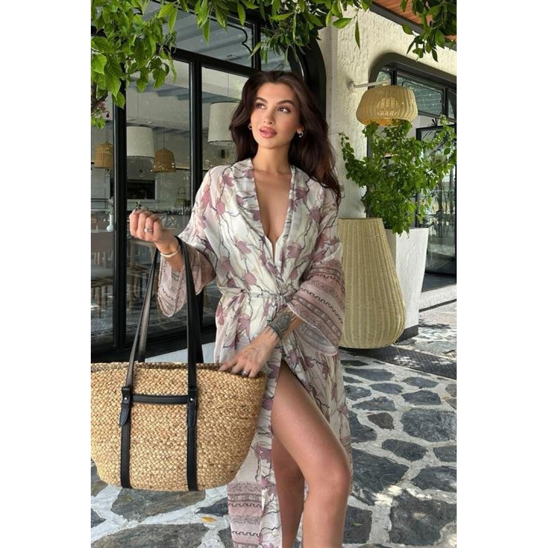 Sandra Desenli Şifon Kimono 5156-08 155224 Sandra Desenli Şifon Kimono 5156-08 155224
