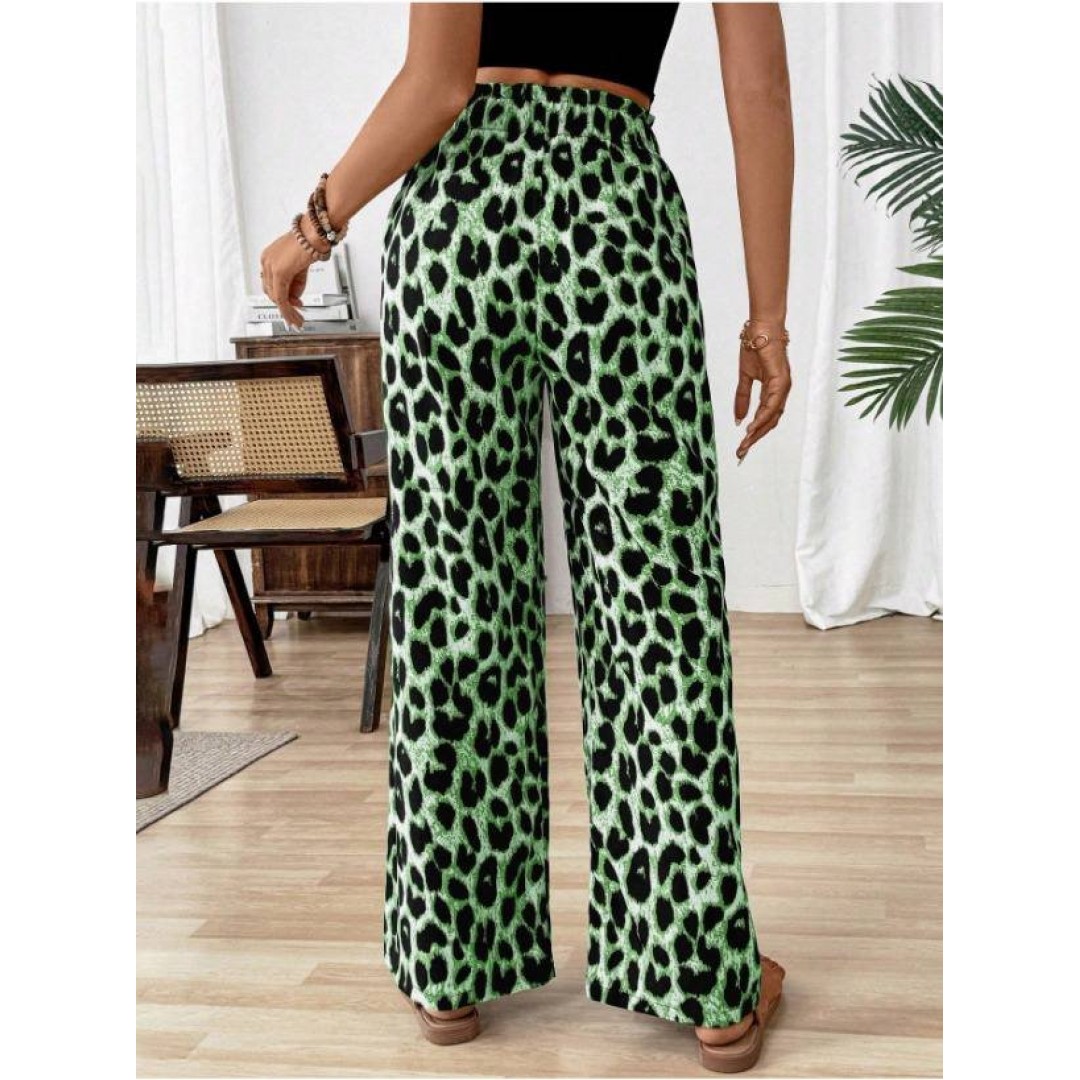 Kadın Süprem Kumaş Beli Lastikli Leopar Desen Pantolon 161421 Kadın Süprem Kumaş Beli Lastikli Leopar Desen Pantolon 161421
