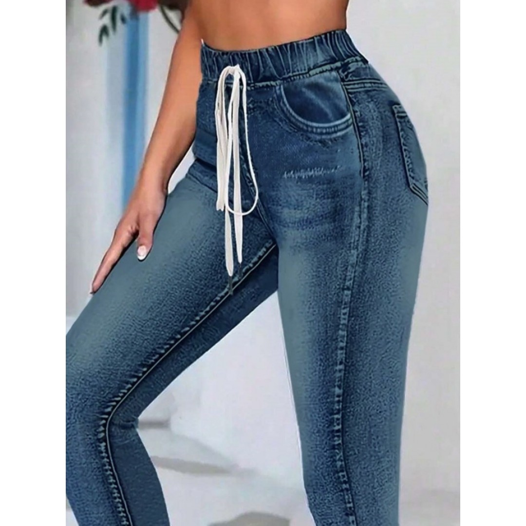 Kadın Belden Bağlamalı Cepli Yüksek Bel Kot Pantolon - 130510 Kadın Belden Bağlamalı Cepli Yüksek Bel Kot Pantolon - 130510