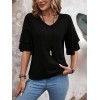 Kadın Kısa Kollu V Yakalı Viskon Bluz - 155571 Kadın Kısa Kollu V Yakalı Viskon Bluz - 155571