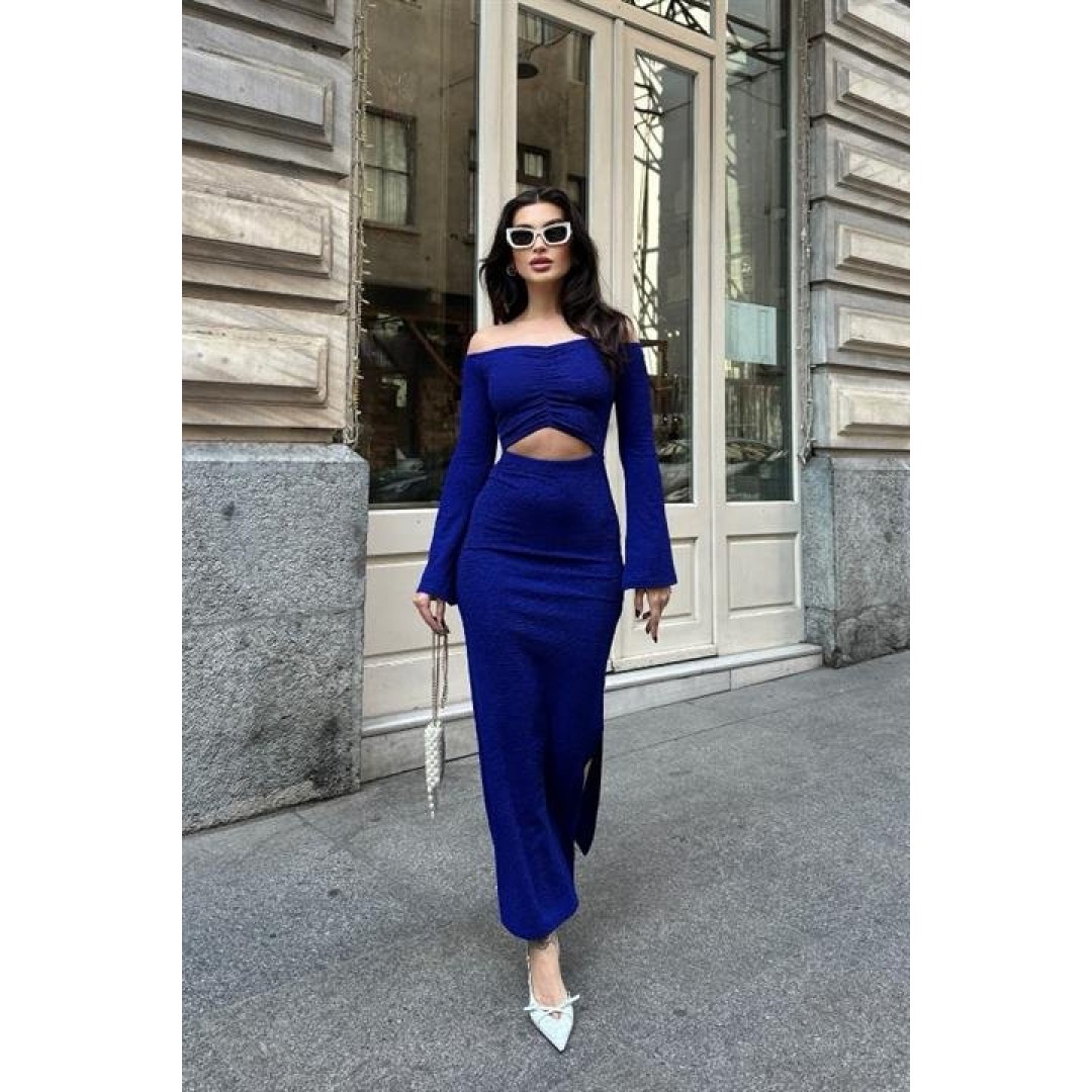 Lita Cut Out Büzgülü Elbise 2715-8