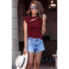 Kadın Sıfır Kol Pencere Detay Viskon T-shirt 159365