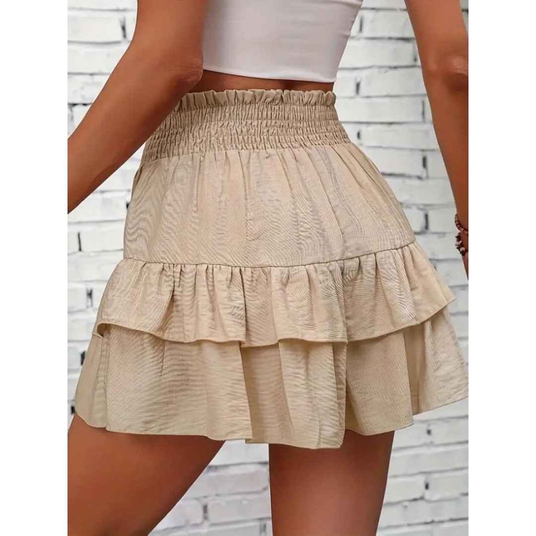 Kadın Beli Lastikli Eteği Fırfırlı Mini Etek - 162777