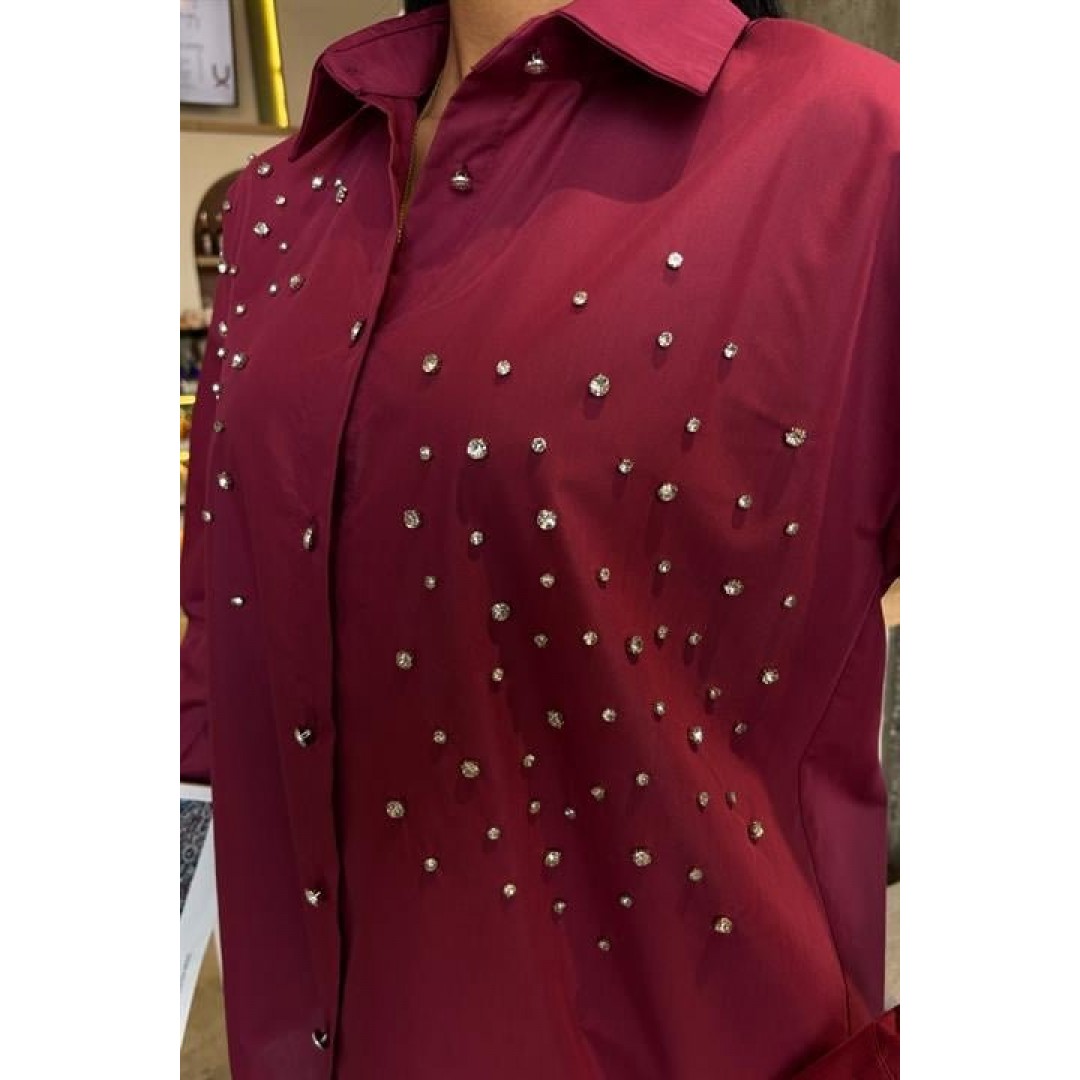 Kristal Taş Çakımlı Poplin Gömlek 3413 158516 Kristal Taş Çakımlı Poplin Gömlek 3413 158516