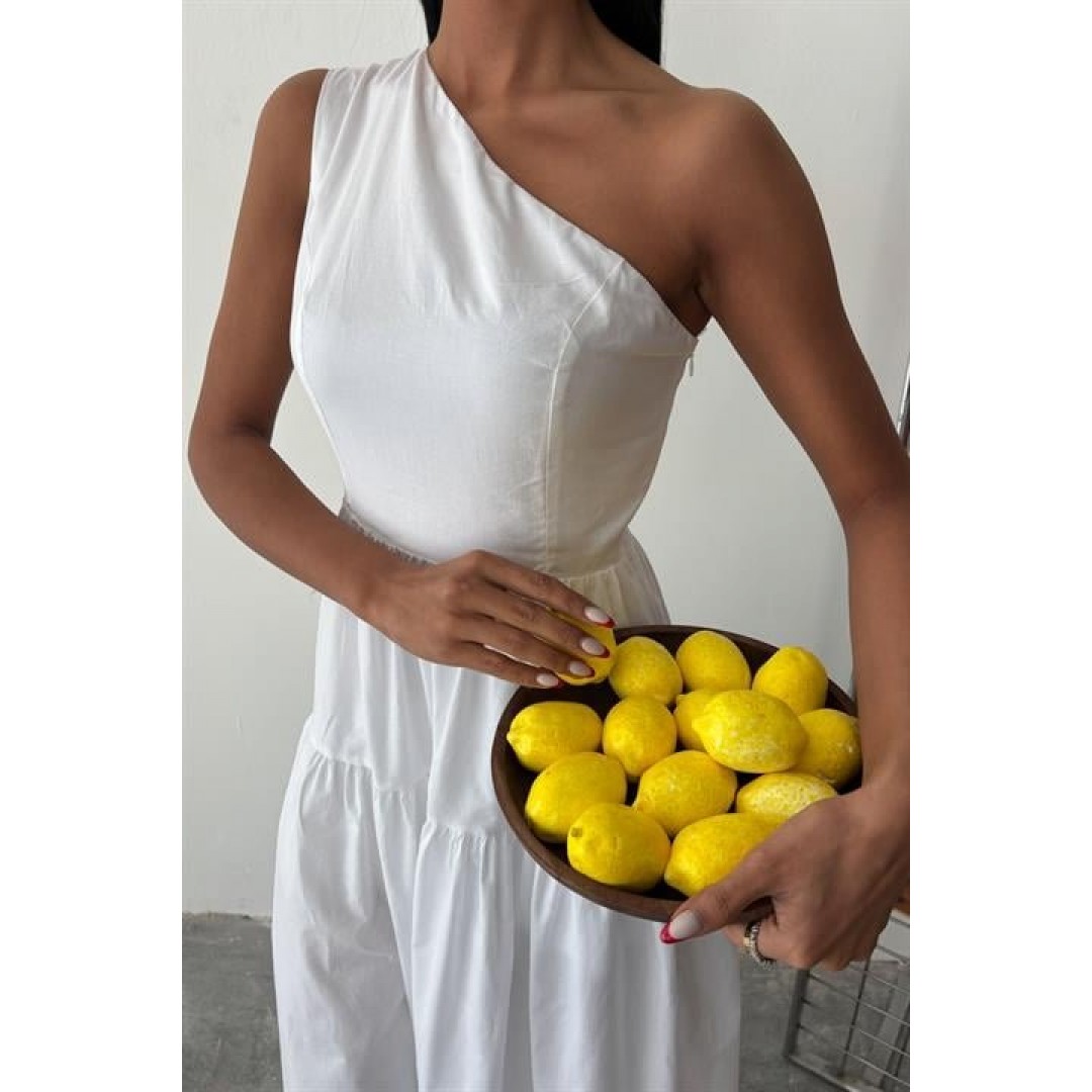 Tek Omuzlu Pile Detay Maxi Elbise 2895 160561 Tek Omuzlu Pile Detay Maxi Elbise 2895 160561
