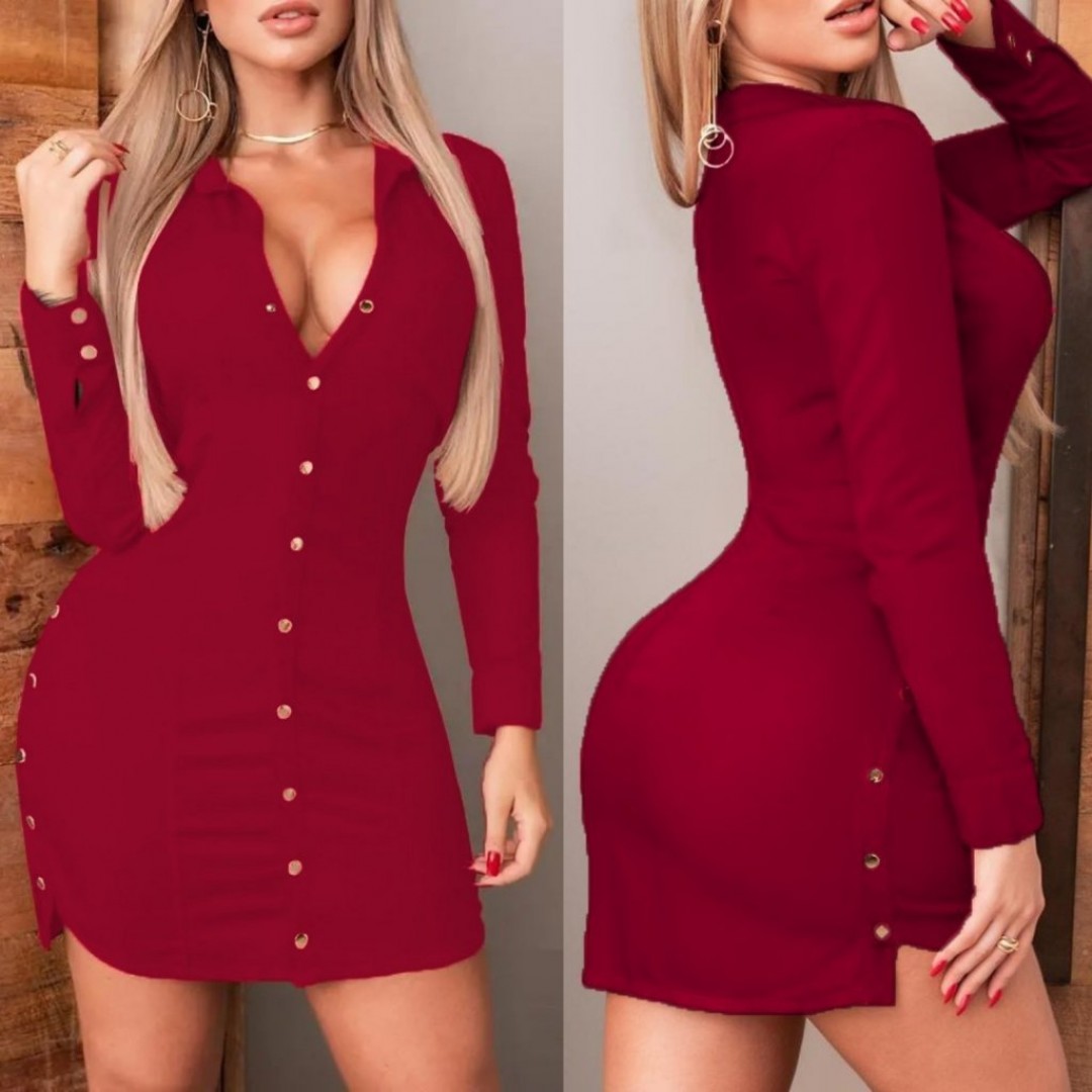 Kadın Uzun Kollu Polo Yaka ön Kısım çıtçıtlı Düğme Detay Scuba Krep Mini Boy Elbise - 132150 Kadın Uzun Kollu Polo Yaka ön Kısım çıtçıtlı Düğme Detay Scuba Krep Mini Boy Elbise - 132150