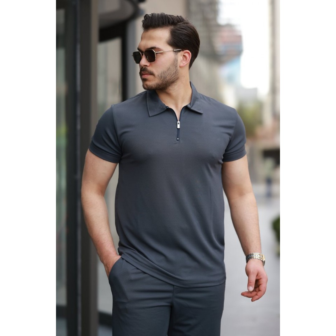 Erkek Yakalı Fermuarlı T-shirt şort Ikili Takım 160465
