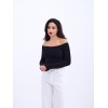 42241 TRİKO KAYIK YAKA CROP-SİYAH 143850