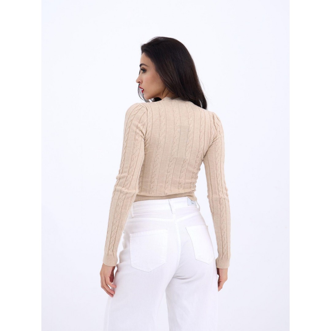 42491 TRİKO SAÇ ÖRGÜ CROP KAZAK-VİZON 143998 42491 TRİKO SAÇ ÖRGÜ CROP KAZAK-VİZON 143998