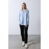 Geniş Manşet Detaylı Gömlek - Bebe Mavisi - 151391 Geniş Manşet Detaylı Gömlek - Bebe Mavisi - 151391