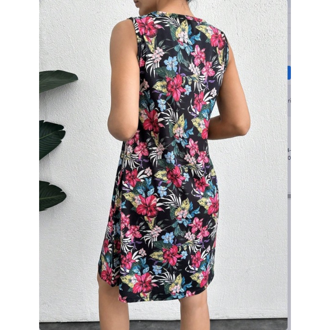 Kadın Renkli çiçek Baskılı Süprem Elbise - 113363 Kadın Renkli çiçek Baskılı Süprem Elbise - 113363
