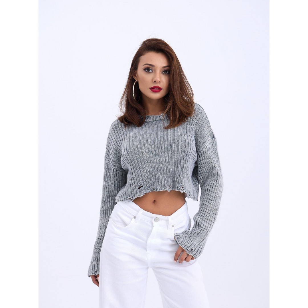 43191 TRİKO CROP KAZAK-GRİ 143919 43191 TRİKO CROP KAZAK-GRİ 143919
