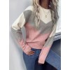 Kadın Uzun Kollu Bisiklet Yaka Renk Bloklu Triko Bluz - 93630 Kadın Uzun Kollu Bisiklet Yaka Renk Bloklu Triko Bluz - 93630