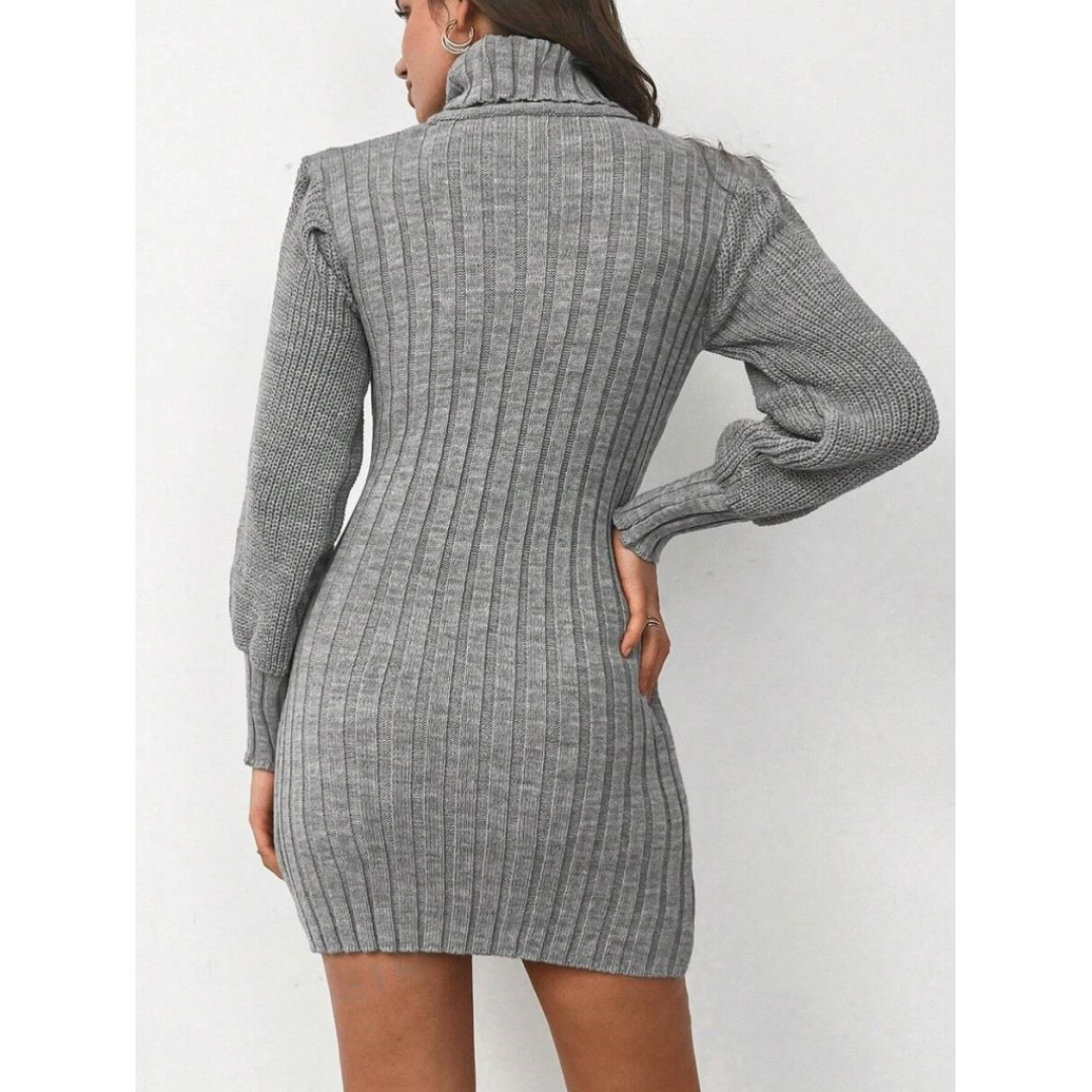 Kadın Uzun Kollu Balıkçı Yaka Beli Kuşaklı Mini Triko Elbise - 95094 Kadın Uzun Kollu Balıkçı Yaka Beli Kuşaklı Mini Triko Elbise - 95094
