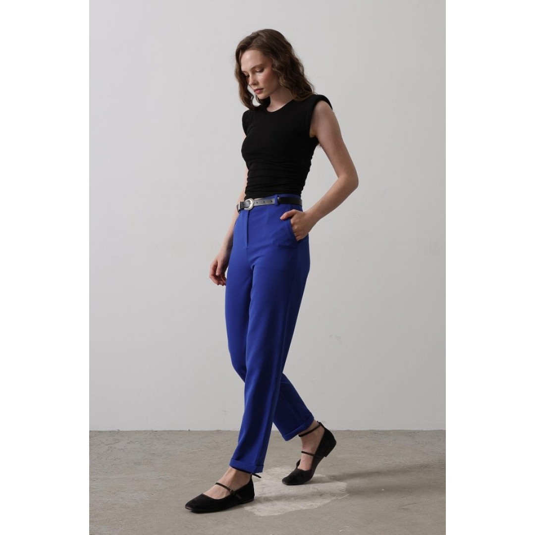 Kemerli Havuç Pantolon - Saks 160119 Kemerli Havuç Pantolon - Saks 160119