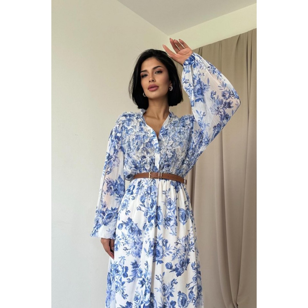 Mavi Biye Detaylı Elbise - 157348 Mavi Biye Detaylı Elbise - 157348
