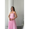 Pembe Boyundan Bağlamalı Keten Elbise - 160728 Pembe Boyundan Bağlamalı Keten Elbise - 160728