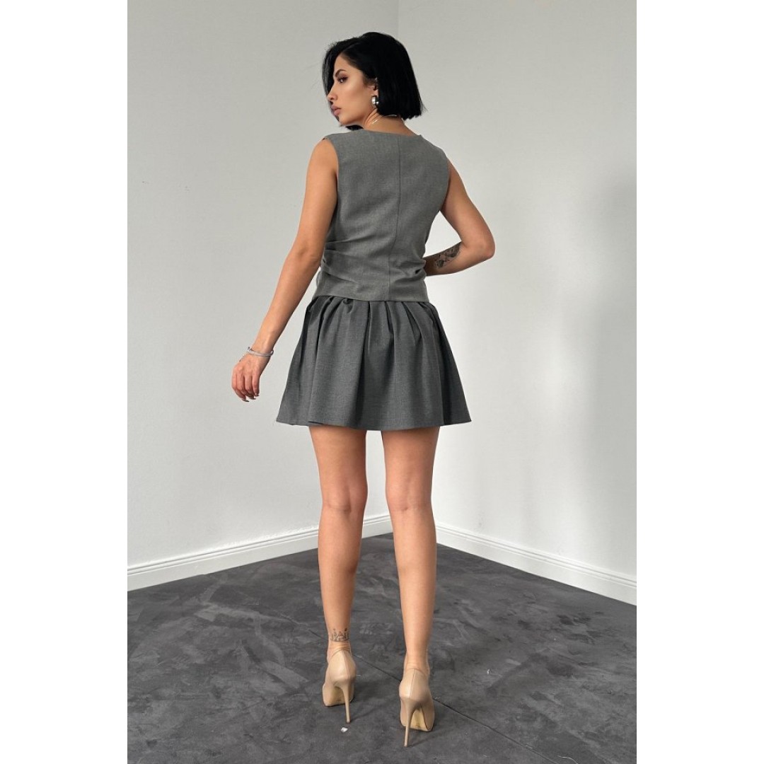 Gri Pilikaşe Mini Etek 153305 Gri Pilikaşe Mini Etek 153305