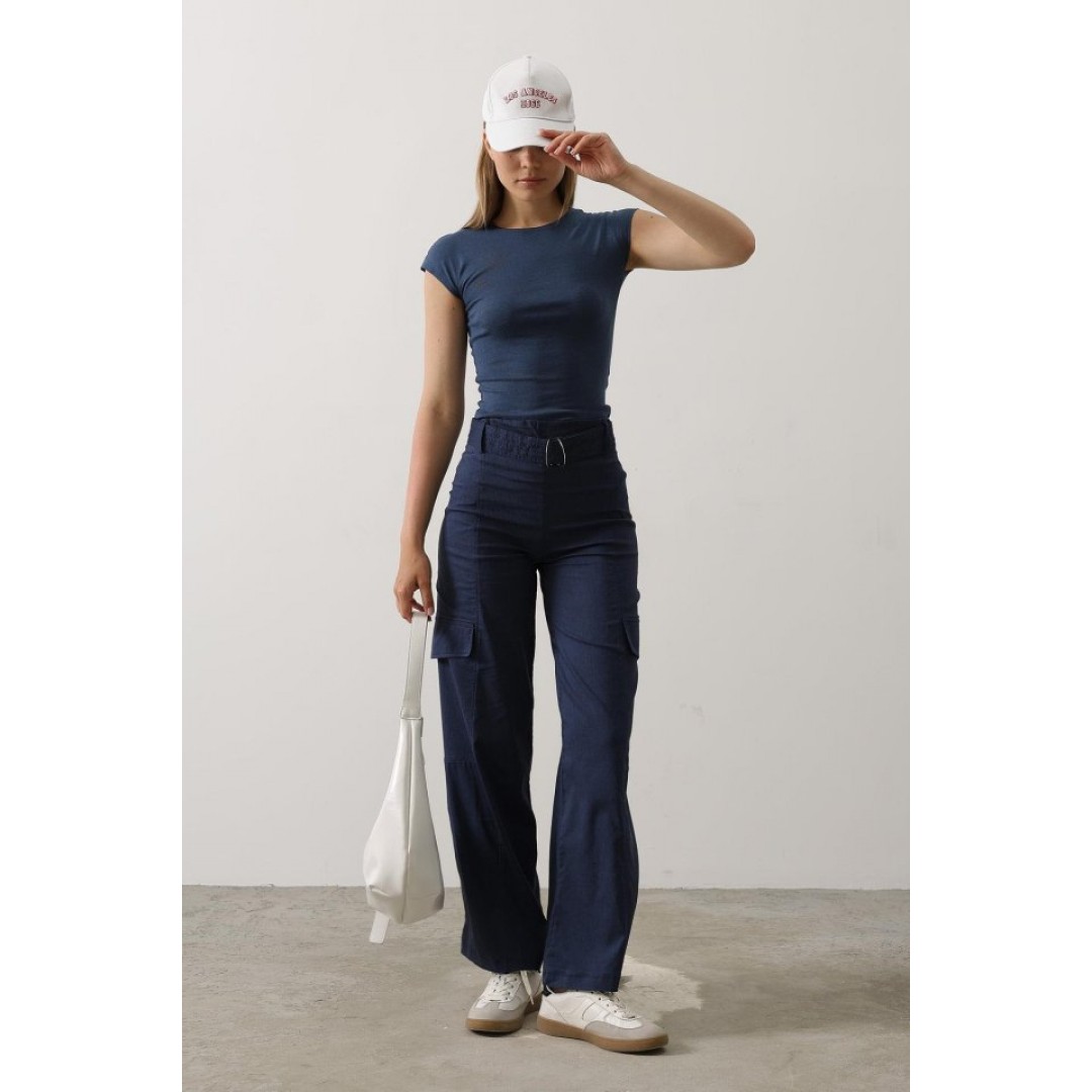 Kemerli Cargo Pantolon - İndigo 161896 Kemerli Cargo Pantolon - İndigo 161896