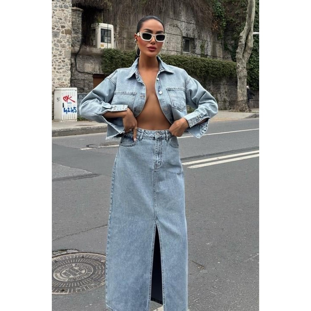 Veronika Yırtmaçlı Denim Takım 9913 155028 Veronika Yırtmaçlı Denim Takım 9913 155028