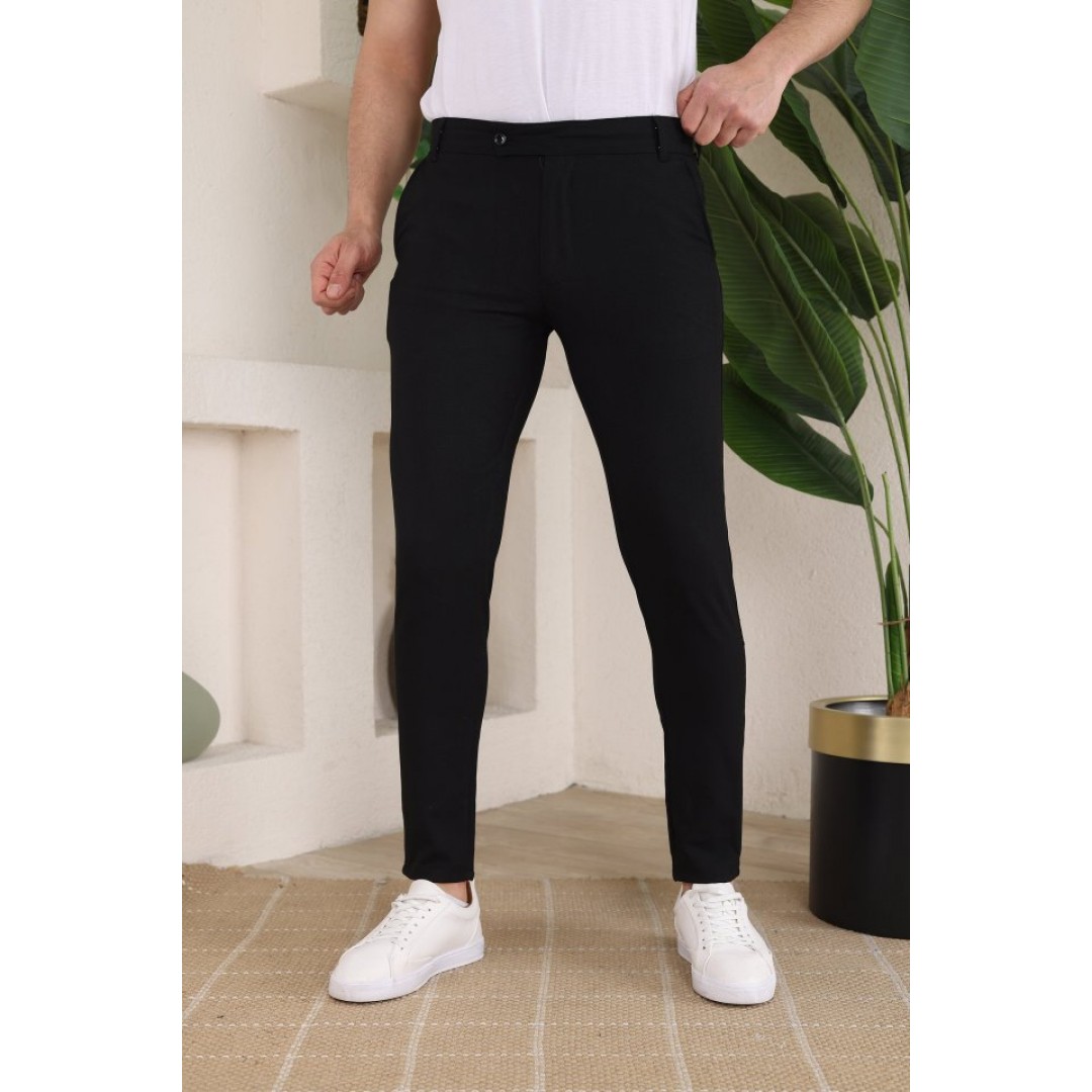 Erkek Slim Fit Likralı Bilek Boy Kumaş Pantolon