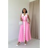 Pembe Geniş Yakalı Halter Kollu Elbise - 153472 Pembe Geniş Yakalı Halter Kollu Elbise - 153472